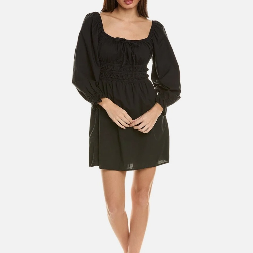 Nation Ltd Marisol Gathered Black Mini Dress